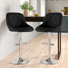 Set of Two Madrid Faux Leather Chrome Adjustable Breakfast Barstools - Multiple Colours Available